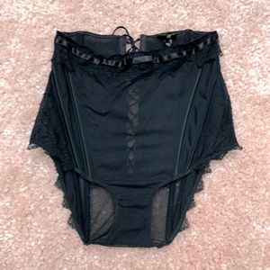 La Perla black high waisted lace up corset panty